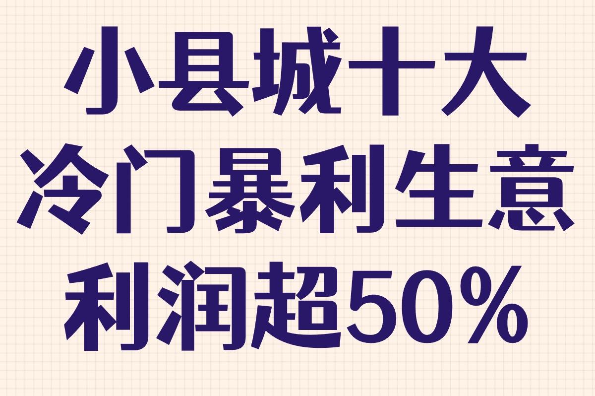 小县城十大冷门暴利生意,低竞争高收益项目盘点,闷声发大财!(1)