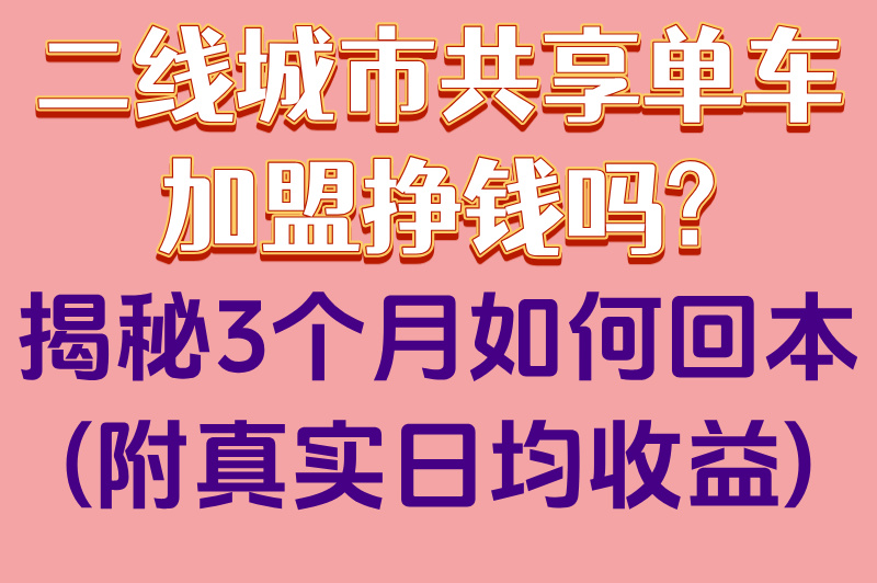 二线城市共享单车加盟挣钱吗?揭秘3个月如何回本(附真实日均收益)(1)